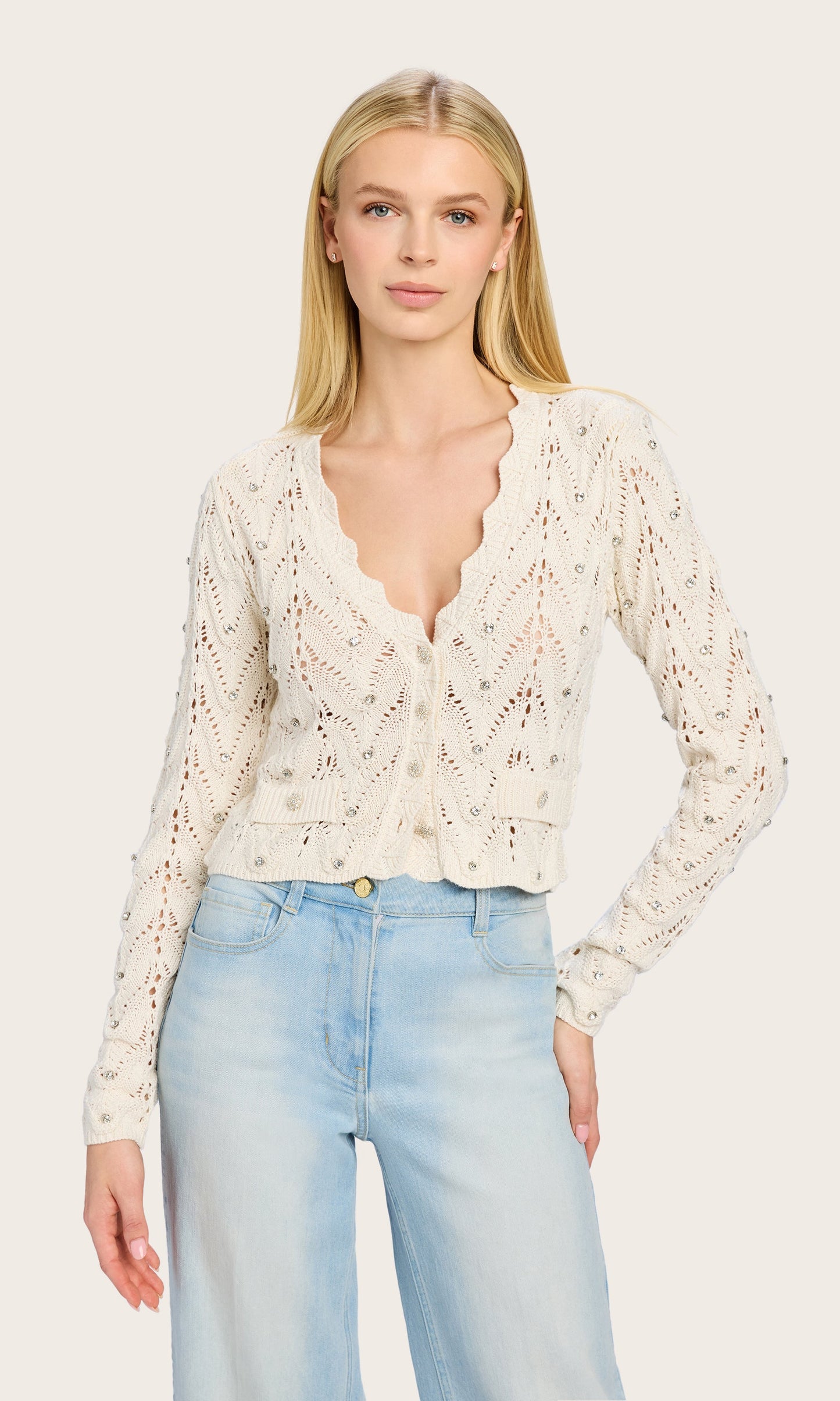 Blake Crystal Pointelle Cardigan