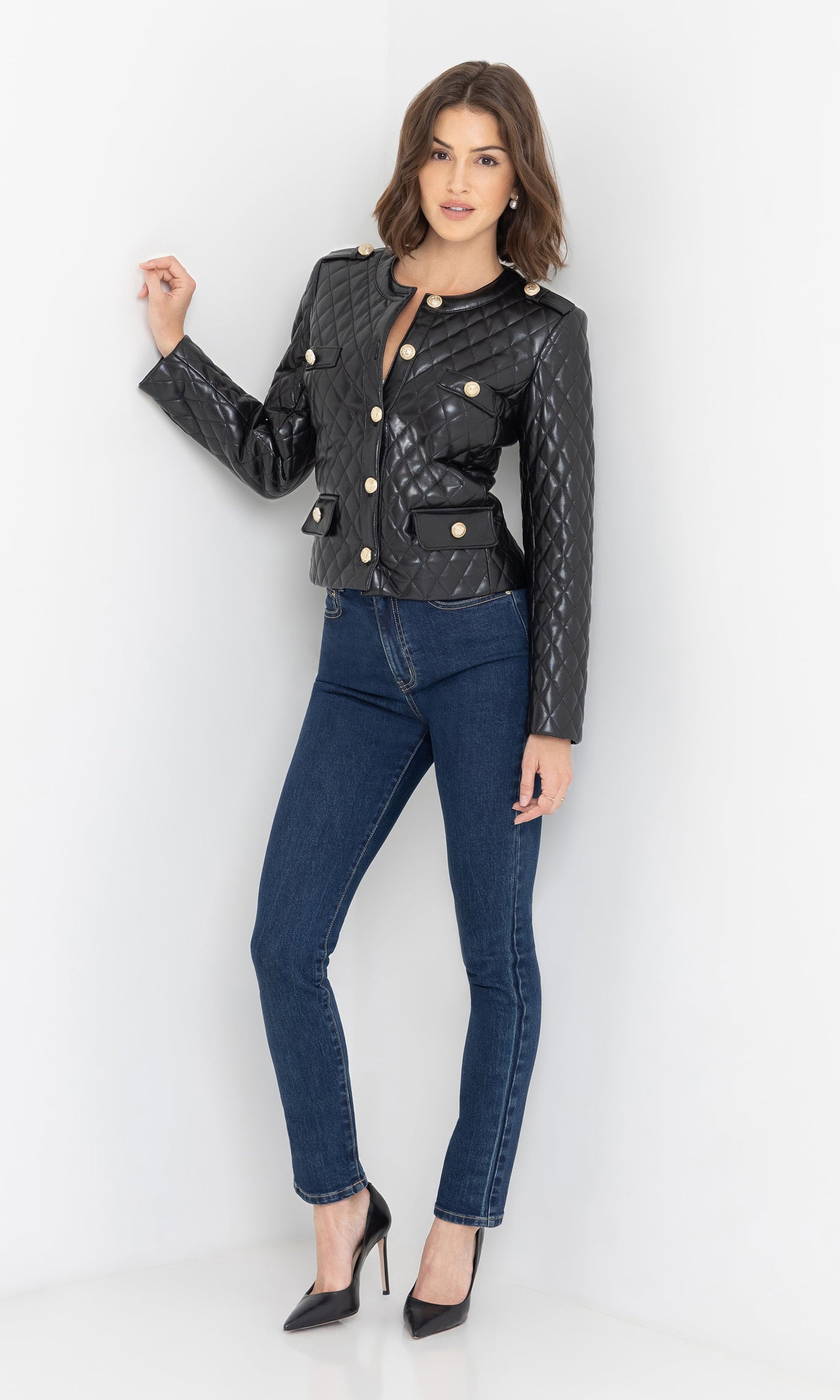 Brevel Quilted Vegan Leather Jacket
