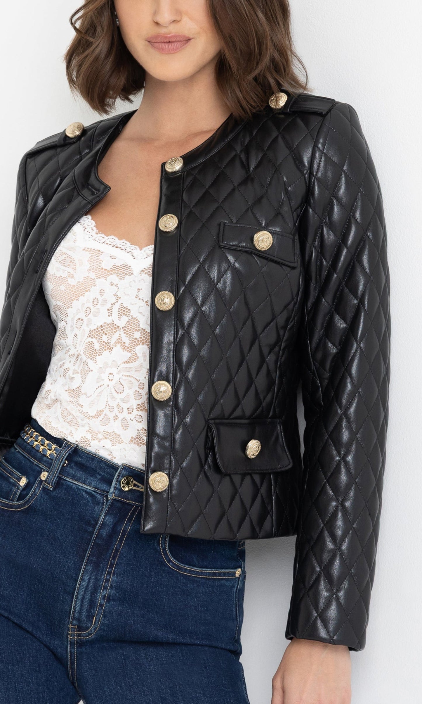 Brevel Quilted Vegan Leather Jacket
