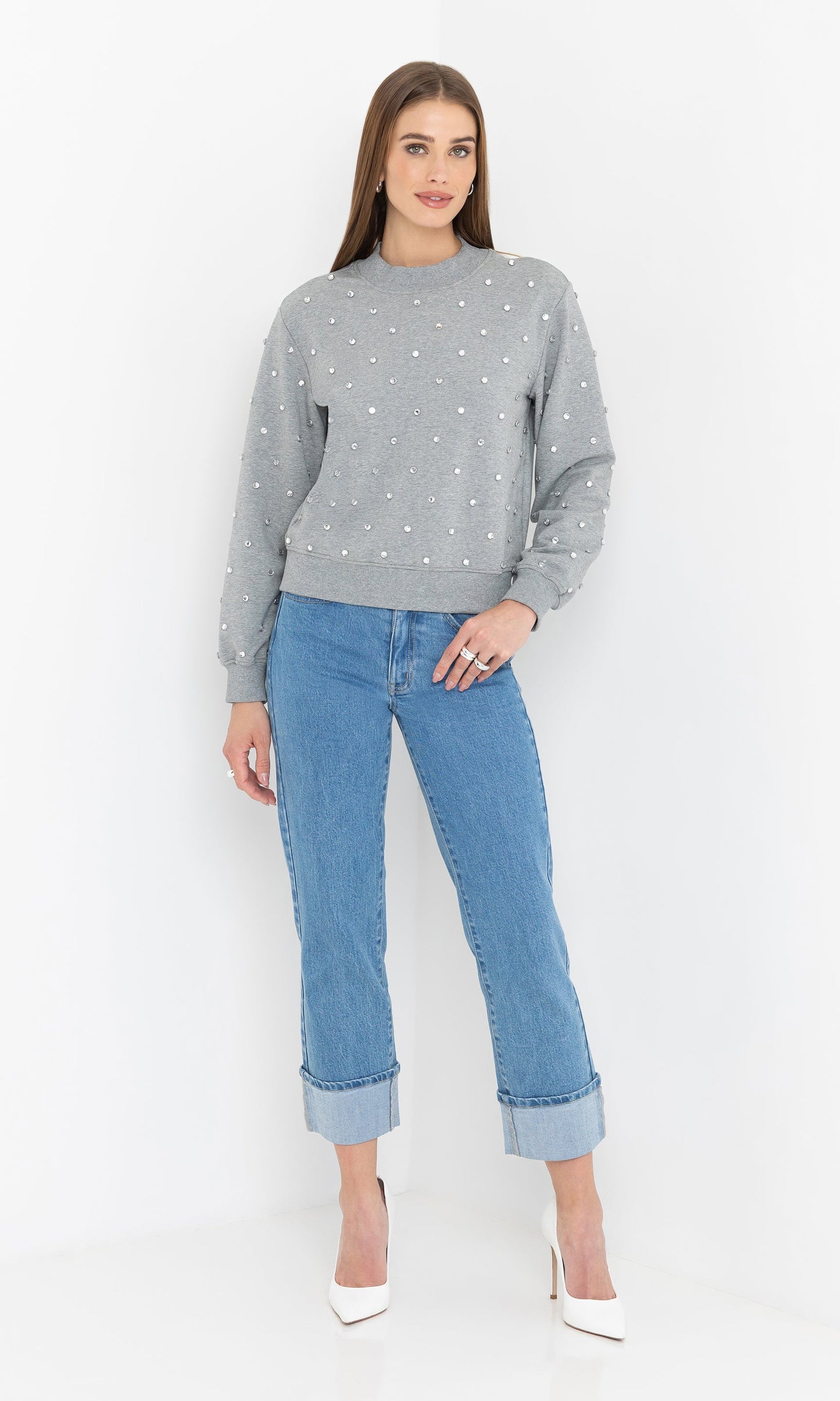 Julie Crystal Stud Sweatshirt