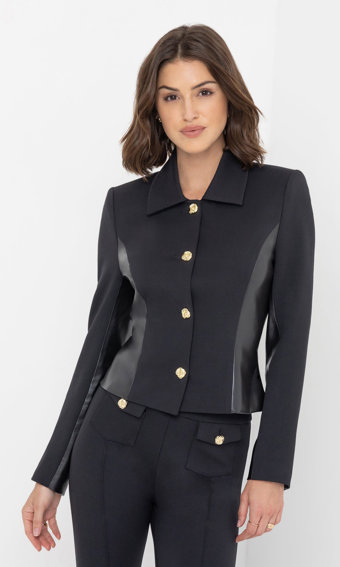 Robby Vegan Leather Combo Ponte Jacket