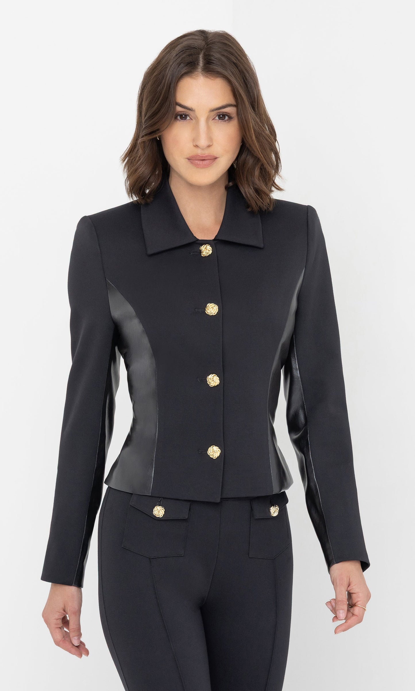Robby Vegan Leather Combo Ponte Jacket