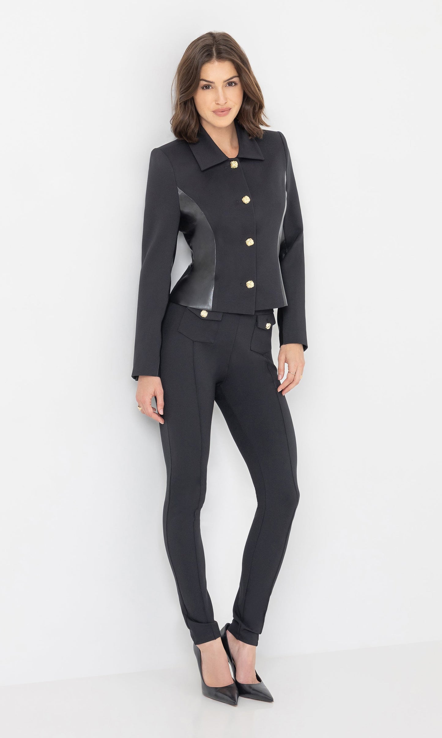 Robby Vegan Leather Combo Ponte Jacket
