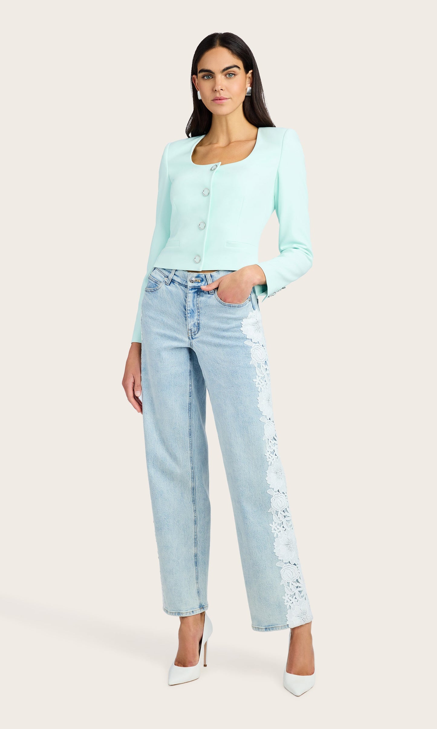 Jethro Lace Combo Denim Jeans