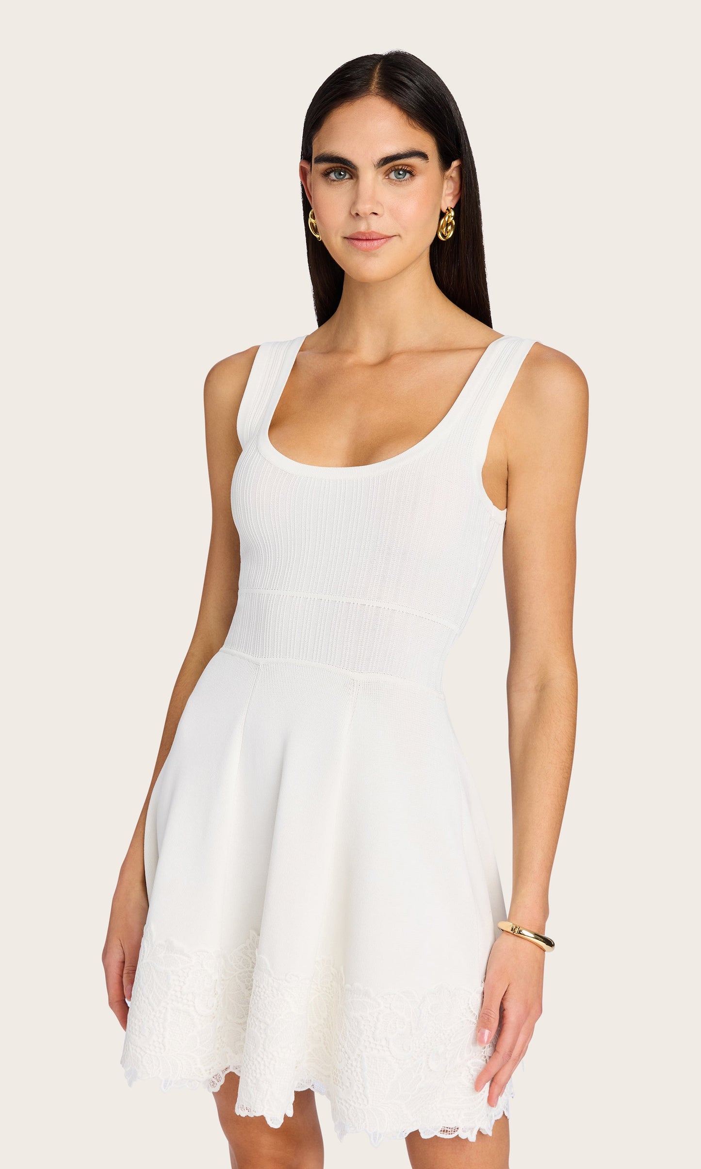Orpheus Lace Combo Rib Dress