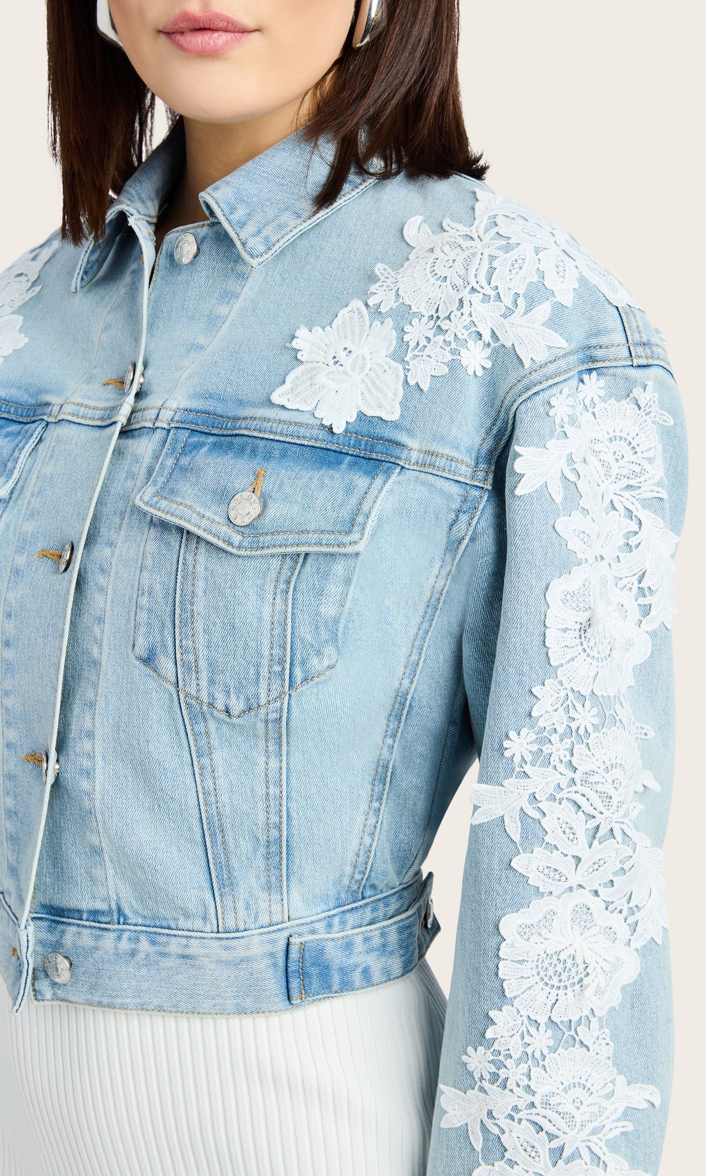 Valex Lace Combo Denim Jacket