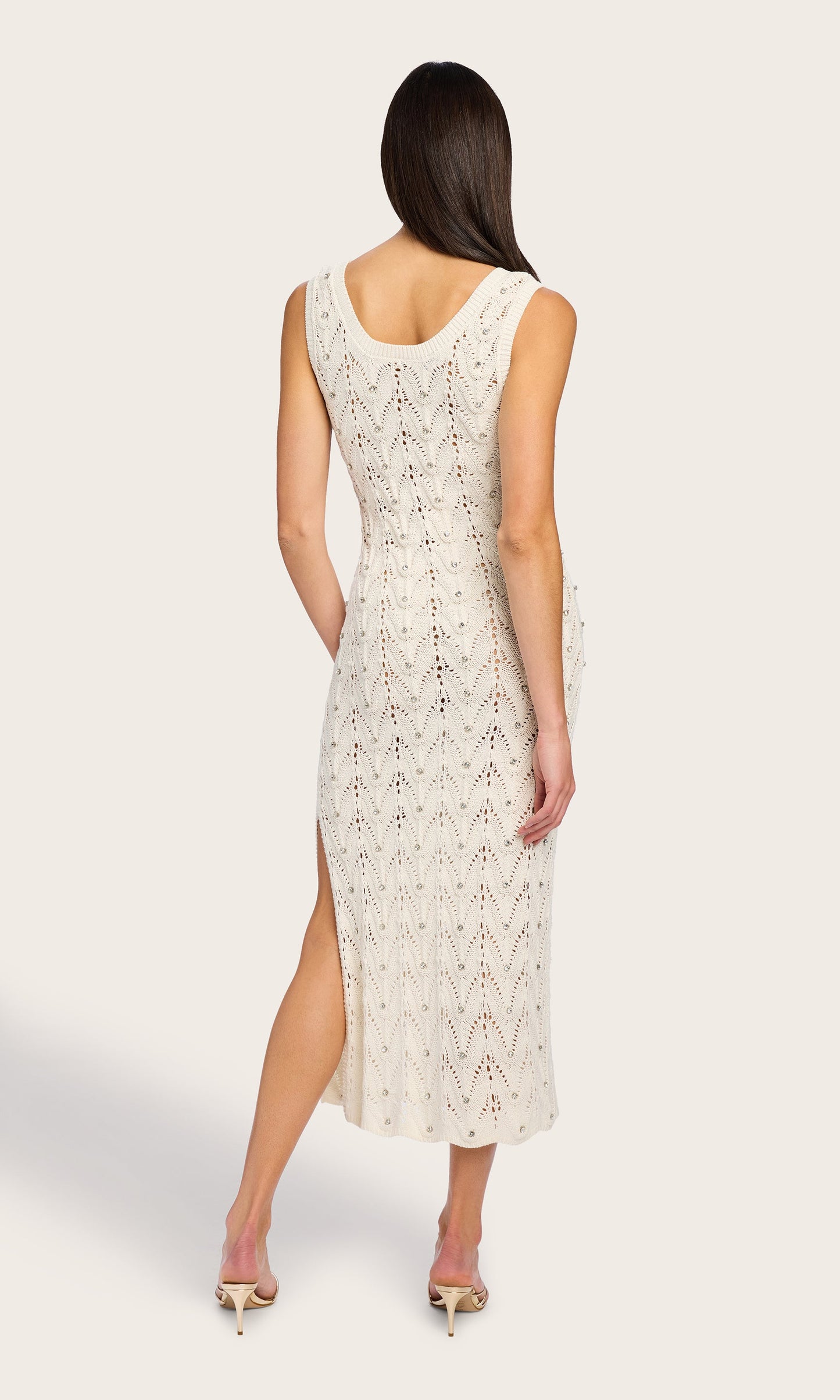 Vincent Crystal Pointelle Knit Dress