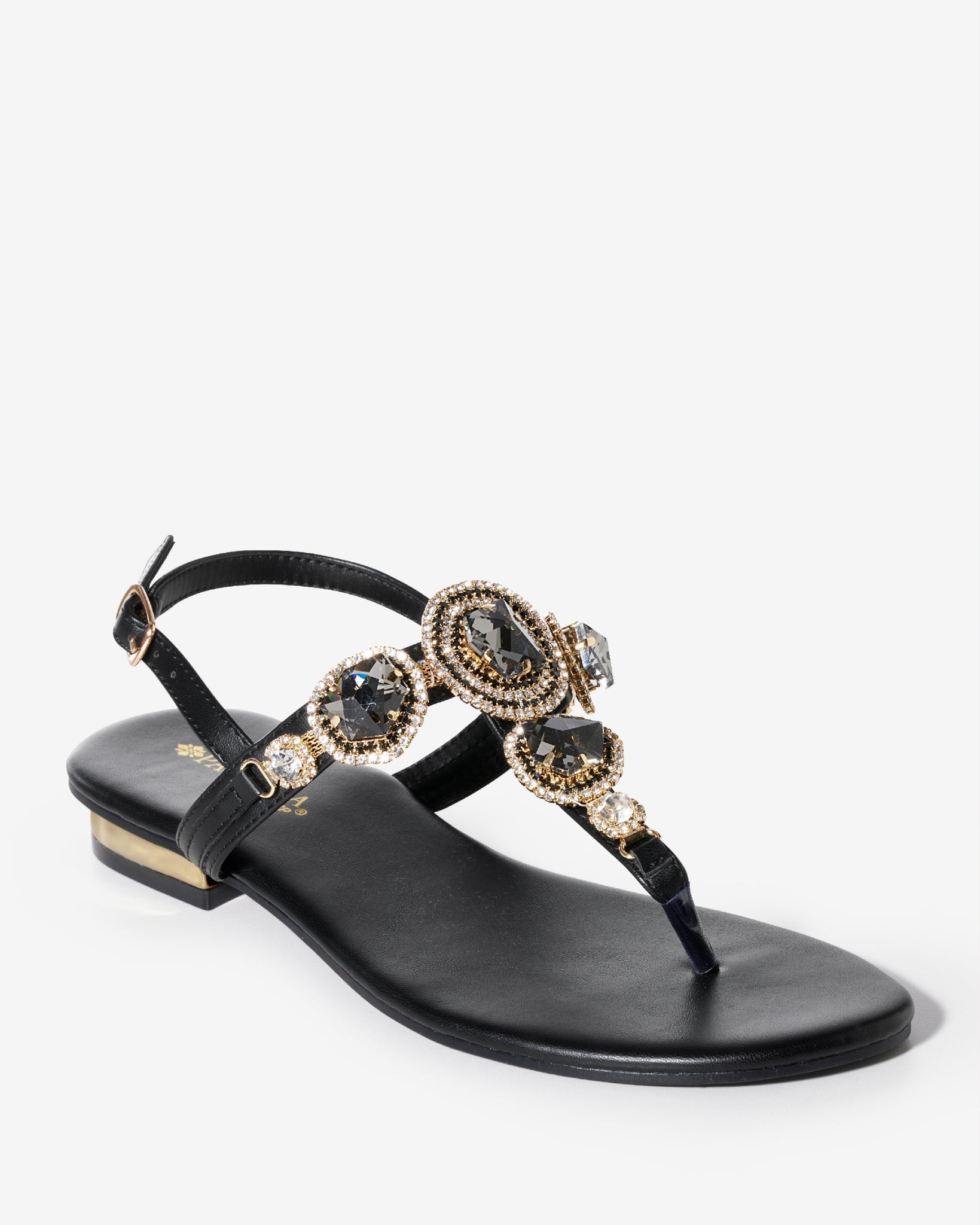 Ankle Strap Gem Sandal Black