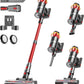 Akku Staubsauger 45000Pa/550W/65Min, 1,6L Staubsauger Kabellos mit Display, Anti-Tangle-Bürste, Selbststehend, Wandladestation, 8-Schicht-Filtration, Ultraleise, für Tierhaare/Teppiche/Hartböden/Auto
