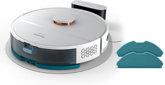 Philips Homerun Serie 2000: 2-in-1 Saug- und Wischroboter, 130 Minuten Laufzeit, Lasernavigation, Teppichboost, Absaugstation, App-gesteuert, Arktikweiß (XU2100/20)