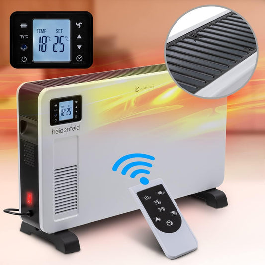 Heidenfeld Konvektor Heizung elektrisch EK100 | 𝟑 𝐉𝐀𝐇𝐑𝐄 𝐆𝐀𝐑𝐀𝐍𝐓𝐈𝐄 - 2300 Watt - Fernbedienung - Heizkörper - Elektroheizung - Standheizung - Wandheizung - Wandkonvektor - Bis 𝟒𝟎 m²