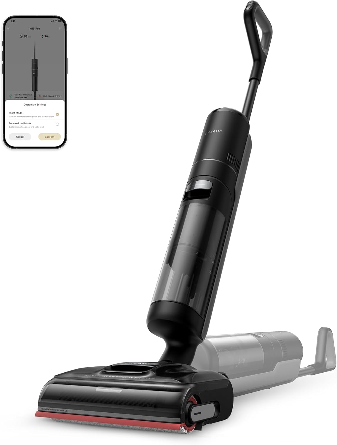 dreame H15 Mix 7-in-1 Nass- und Trockensauger, KI-Roboterarm, Kantenreinigung, 23.000 Pa Saugkraft, intelligente Dosierung, verhedderungsfrei, 100 °C Bürstenrein, 5 Min. 90 °C Trocknung, flach