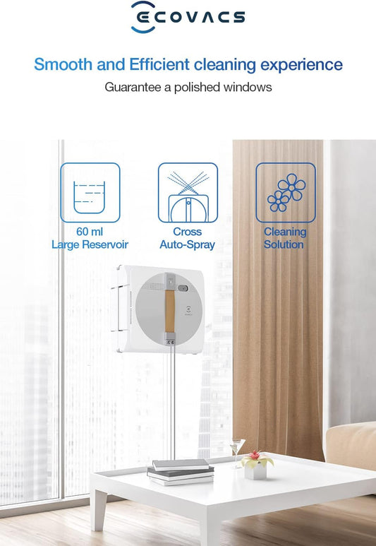 ECOVACS WINBOT W2 Omni Fensterputzroboter mit 6-in-1 Multifunktionsstation, integrierter 4500mAh Akku, Kantenreinigungsmodus, Weitwinkel-Sprühzerstäubungstechnologie, White