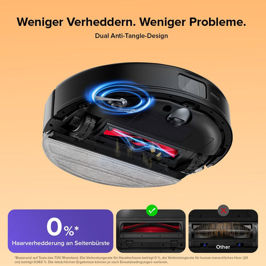roborock Q10 S5 Saugroboter mit Wischfunktion, 10.000 Pa HyperForce Saugkraft, Dual Anti-Tangle System, Auto Lifting Mopping, Ideal für Tierhaare, Teppiche, Hartböden (Schwarz)