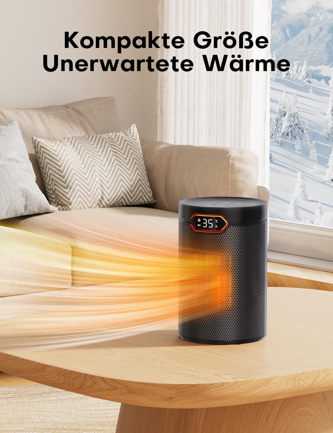 QEXREED Heizlüfter, 1500W, PTC Heizlüfter Energiesparend mit ECO Modus, 4 Heizmodi, Breeze Modus, Thermostat, 24H Timer, Fernbedienung, Überhitzungs- & Kippschutz, Tragbar & Leise, für Zuhause, Büro