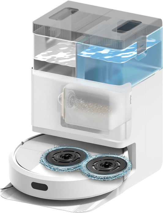iRobot Roomba Plus 405 Combo Robot + AutoWash Dock Saugroboter mit Wischfunktion - Clearview LiDAR - 7000Pa - DualClean Wischpads - SmartScrub - Teppicherkennung - 75 Tage Entleerung - Schwarz