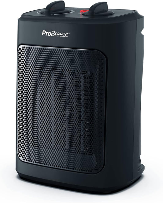 Pro Breeze 2000W Mini Heizlüfter Energiesparend Leise Elektroheizung 3 Heizstufen. Keramik Heizlüfter. Betrieb im Büro, Wohnzimmer, Schlafzimmer oder Terasse – Weiß