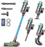 ElecKeys K10 Akku Staubsauger 48000Pa/580W/65 min, Superleise Staubsauger Kabellos mit LED Display, Akkustaubsauger mit Anti-Tangle-Bürste, Selbststehend für Tierhaare Teppiche Hartböden