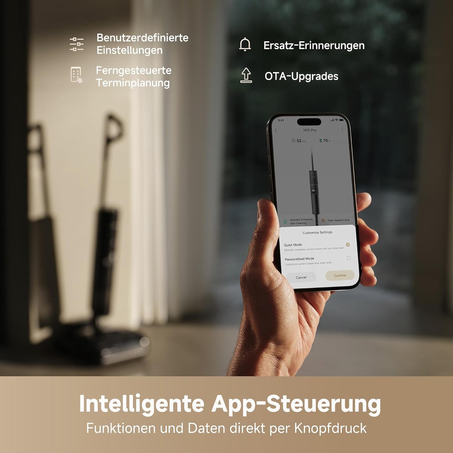 dreame H15 Mix 7-in-1 Nass- und Trockensauger, KI-Roboterarm, Kantenreinigung, 23.000 Pa Saugkraft, intelligente Dosierung, verhedderungsfrei, 100 °C Bürstenrein, 5 Min. 90 °C Trocknung, flach