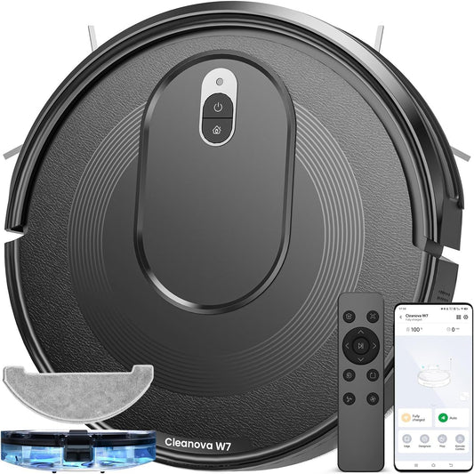 Vexilar W7 Saug und Wischroboter 3 in 1, 4000Pa Saugroboter mit Wischfunktion, Bürstenloses Düsendesign, 120Mins Max, Schlank und Geräuscharm Roboterstaubsauger ideal für Tierhaare, Hartböden, Teppich