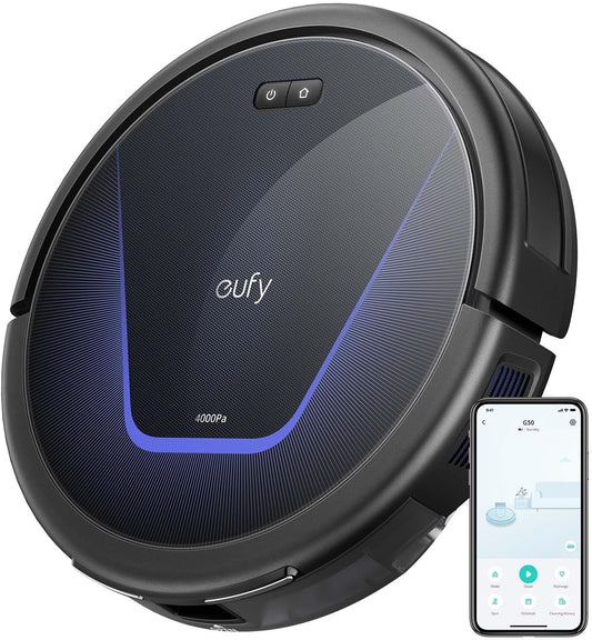 eufy G50 Saugroboter mit 4.000Pa Starker Saugkraft, Dynamische Navigation, Ultraflaches 85mm Design, Pro-Entwirrkamm, Rollbürste, Ideal für Tierhaare & Hartböden