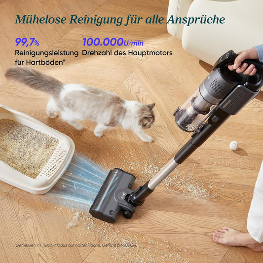 Levoit - Akku Staubsauger - Laufzeit für 100㎡ - Staubsauger Kabellos - Vacuum Cleaner - 99,99 Prozent HEPA-Filter - Selbststehend - Anti Tangle - Für Tierhaare/Teppich/Hartböden/Auto - LVAC-200 MAX