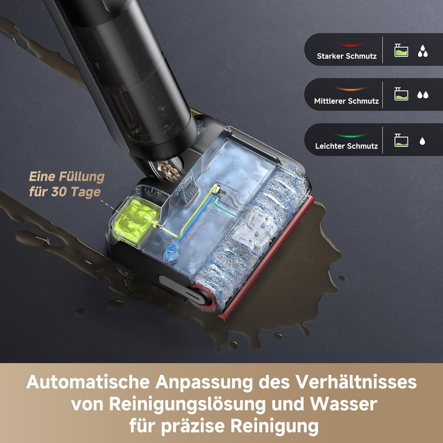 dreame H15 Mix 7-in-1 Nass- und Trockensauger, KI-Roboterarm, Kantenreinigung, 23.000 Pa Saugkraft, intelligente Dosierung, verhedderungsfrei, 100 °C Bürstenrein, 5 Min. 90 °C Trocknung, flach