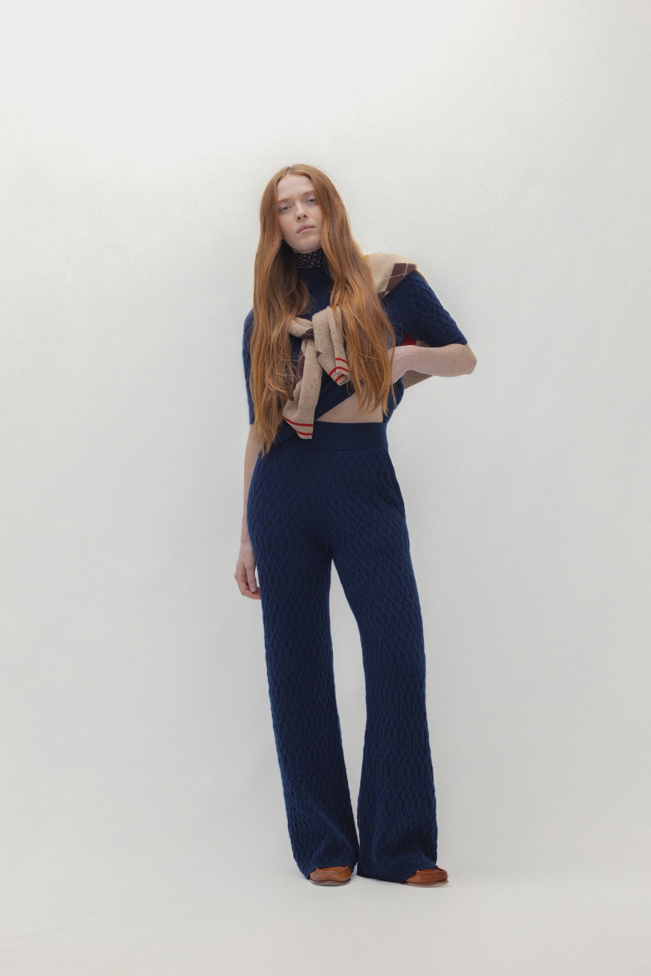 CABLE KNIT WIDE-LEG PANT