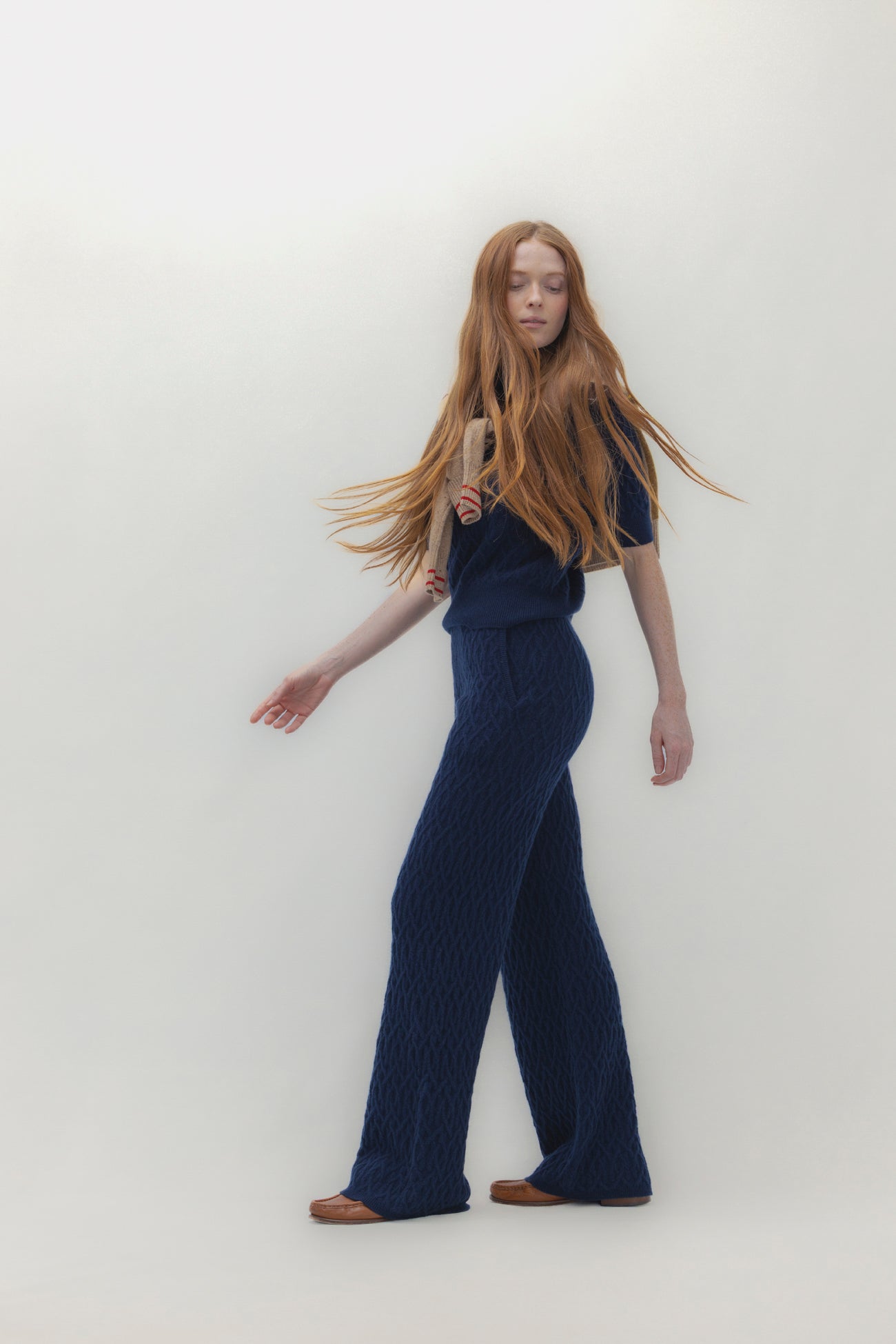 CABLE KNIT WIDE-LEG PANT