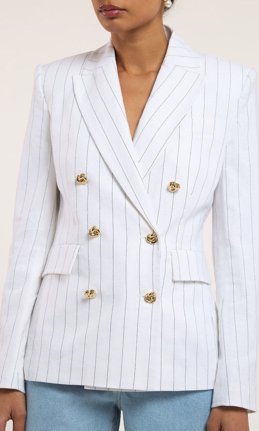 Arielle Pinstripe Linen Blazer