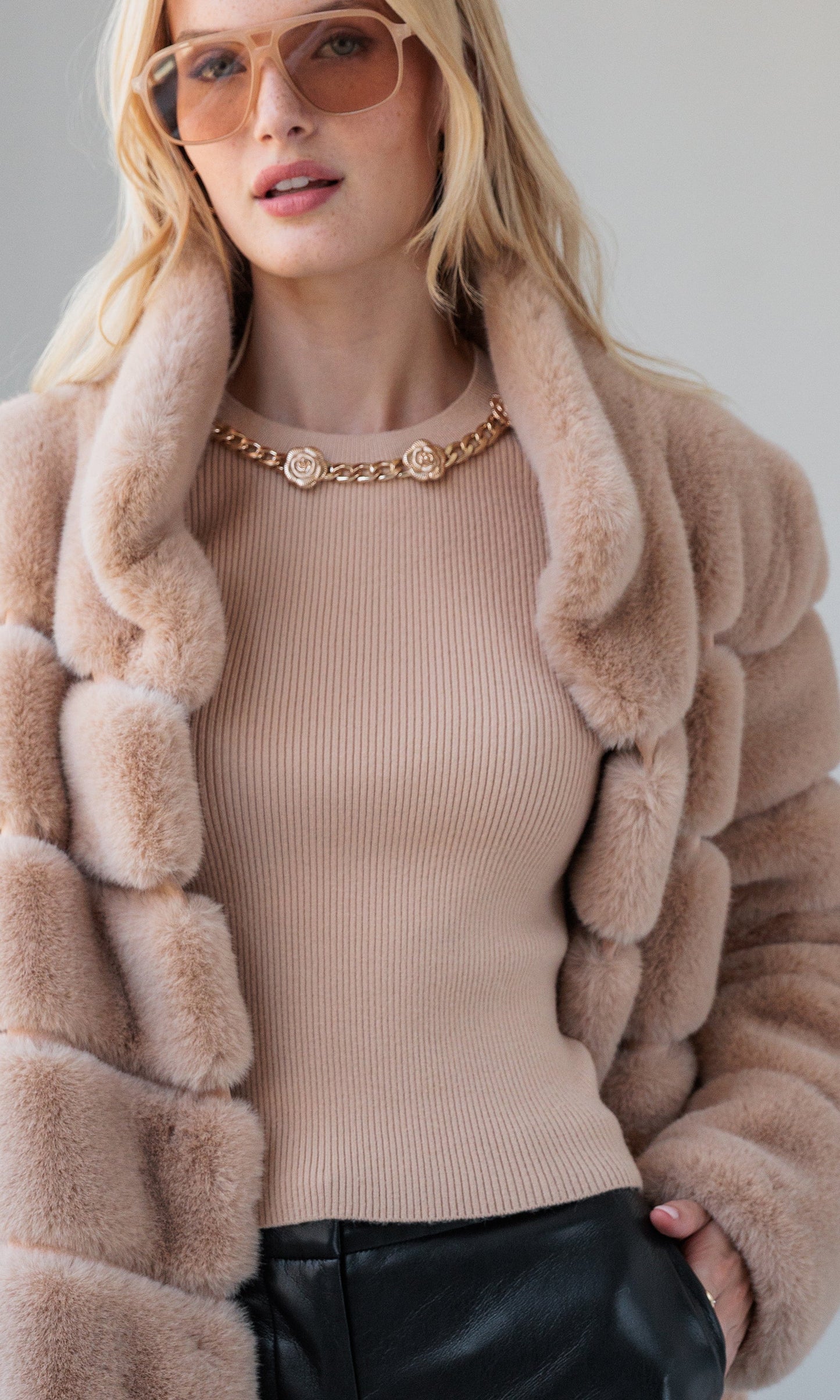 Leiber Rib Sweater With Poplin Cuff