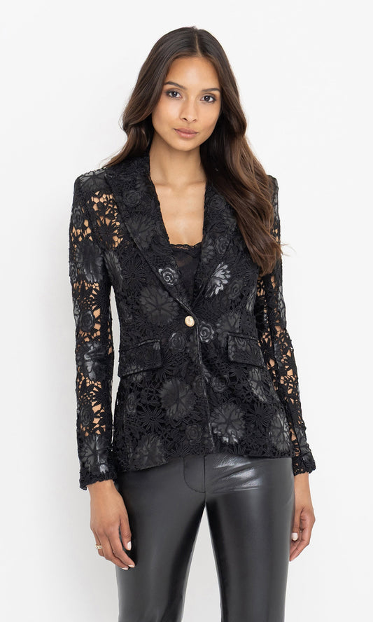 Aimee Vegan Leather Guipure Blazer