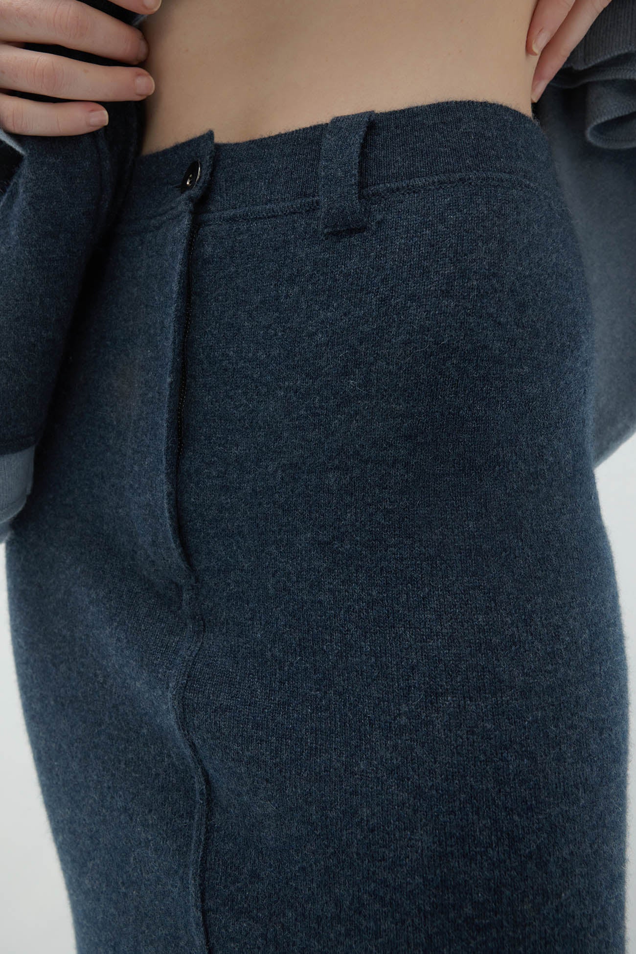 VENICE DENIM CASHMERE MIDI SKIRT