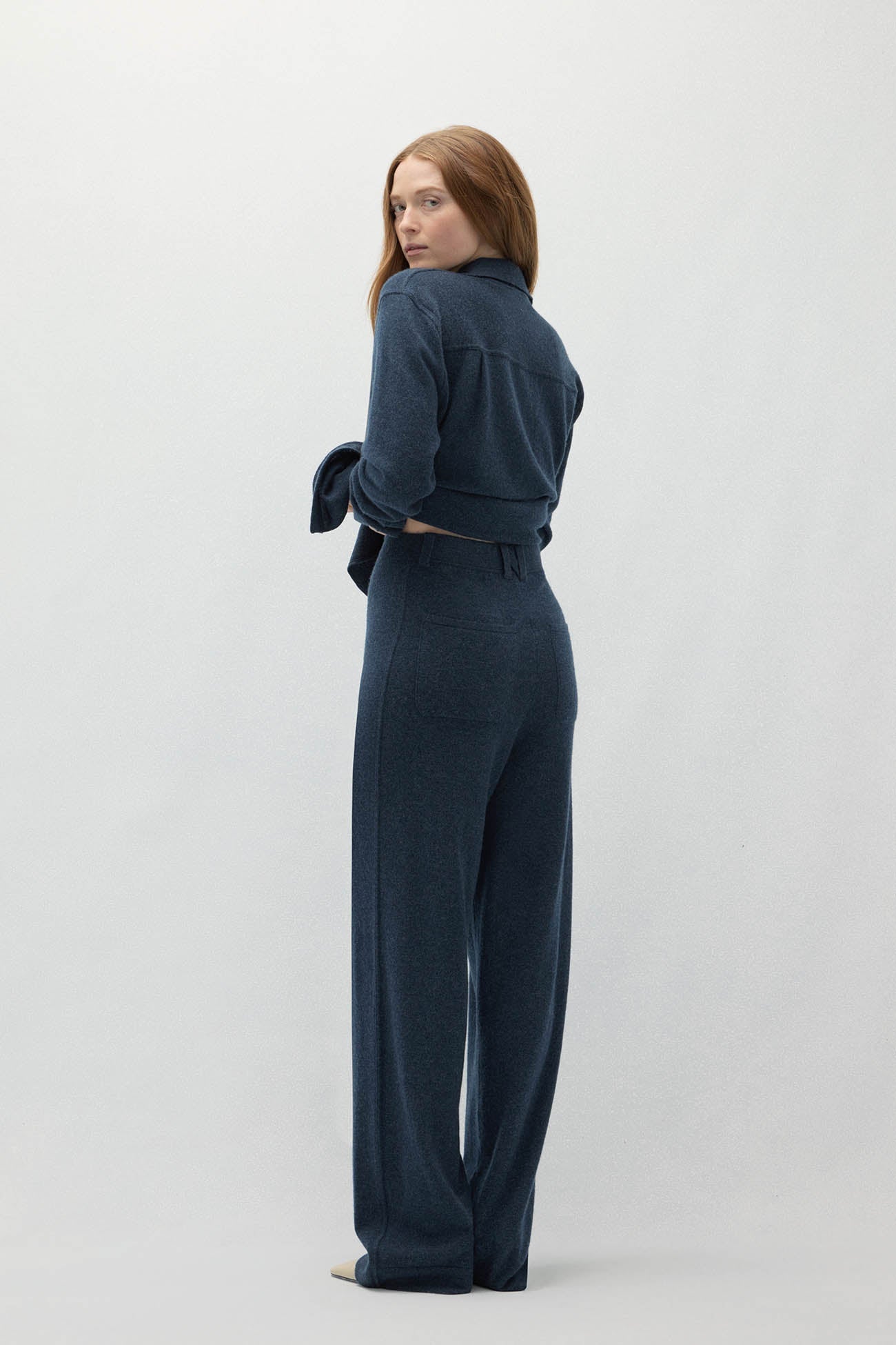 NAPLES DENIM CASHMERE WIDE LEG PANTS