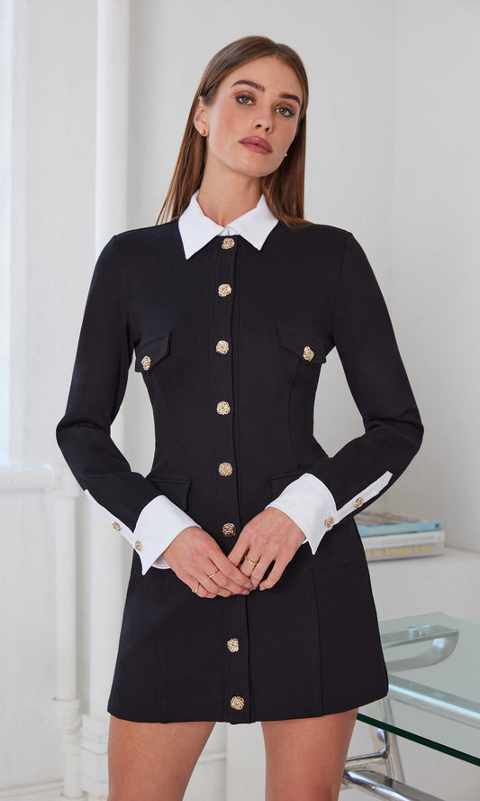Kendall Poplin Combo Ponte Dress