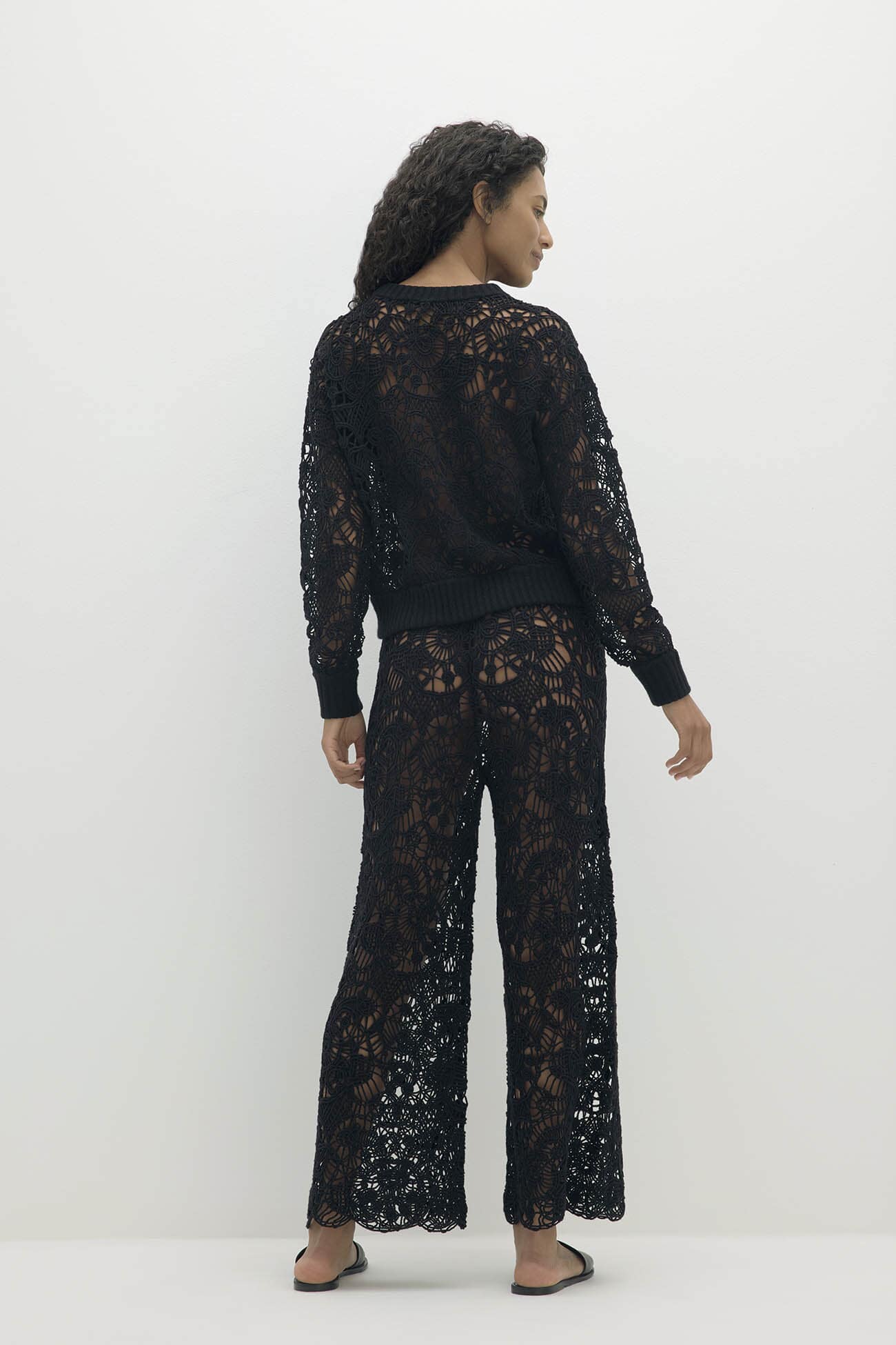 MONICA CROCHET CASHMERE BLEND CREWNECK