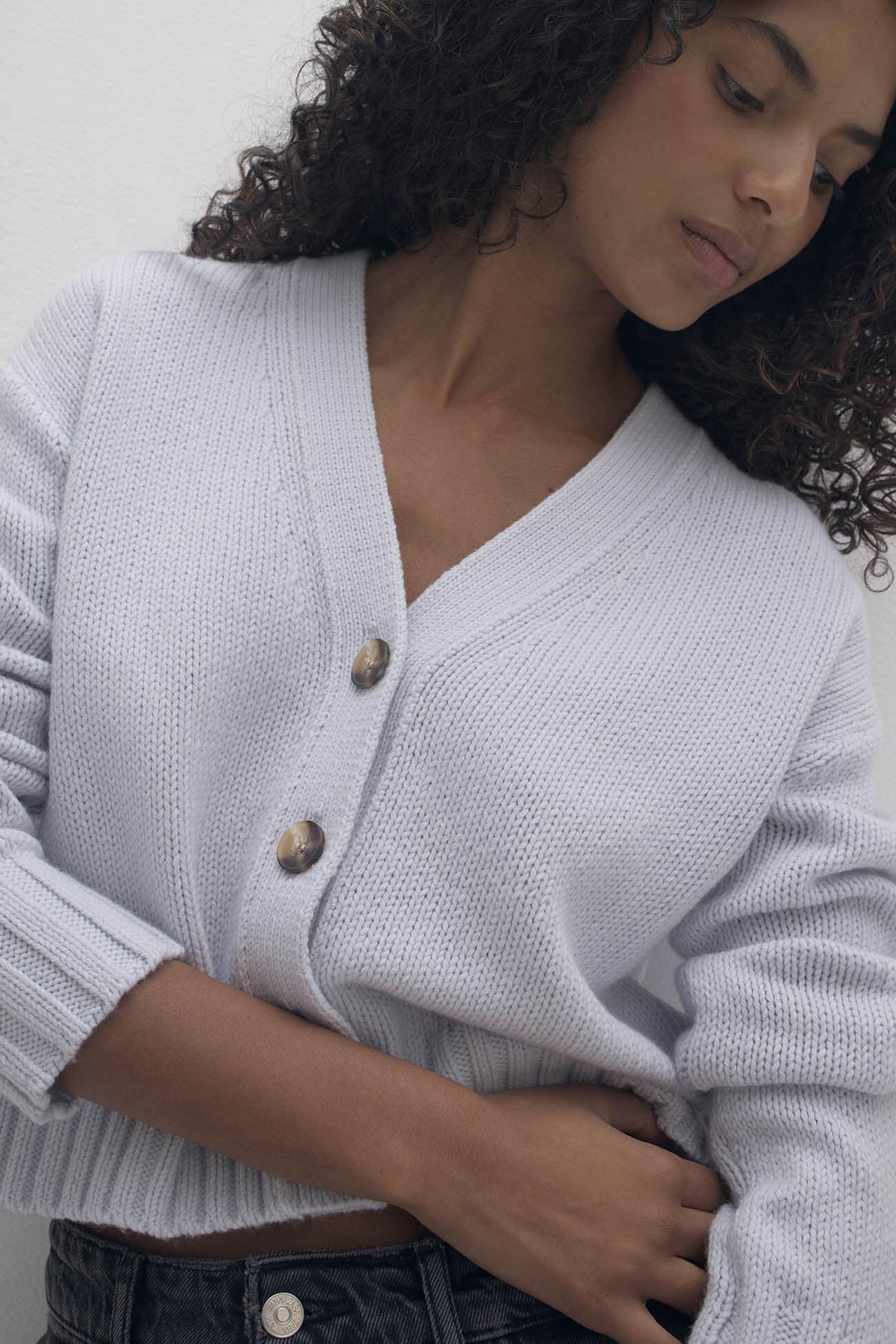 GENEVIEVE ORGANIC CASHMERE BLEND CARDIGAN