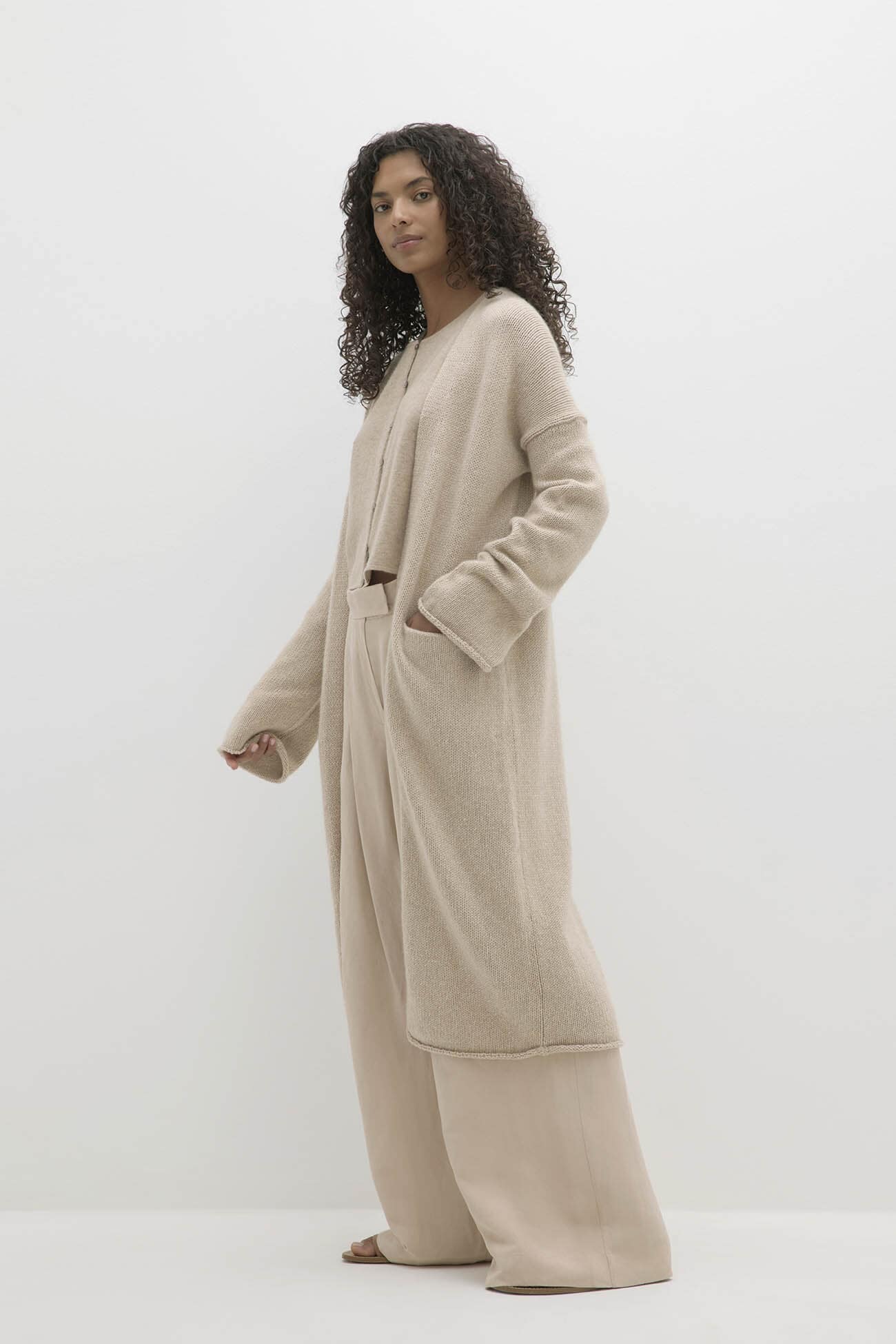 HARRIET LONGLINE ORGANIC CASHMERE BLEND CARDIGAN