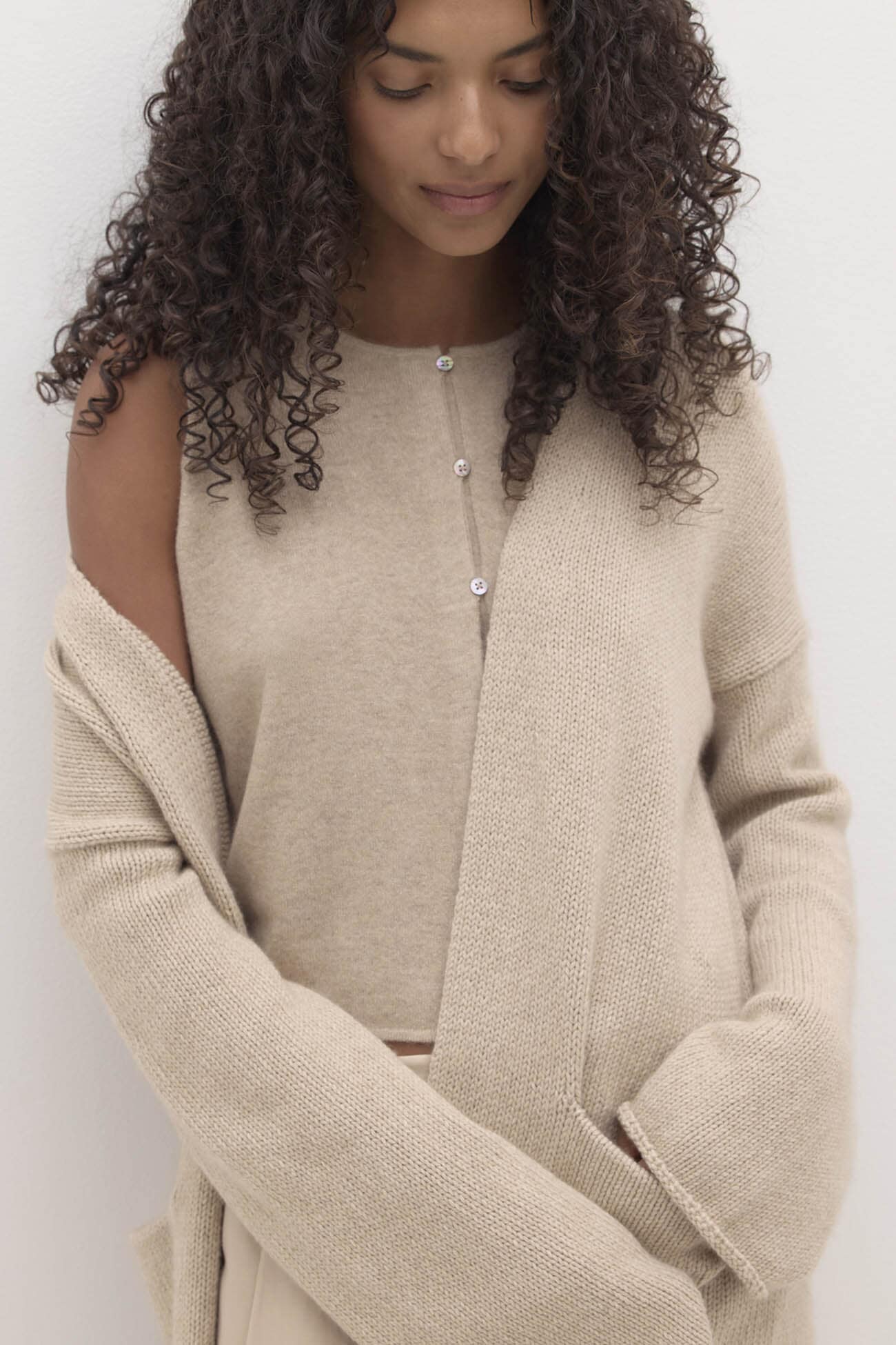 HARRIET LONGLINE ORGANIC CASHMERE BLEND CARDIGAN