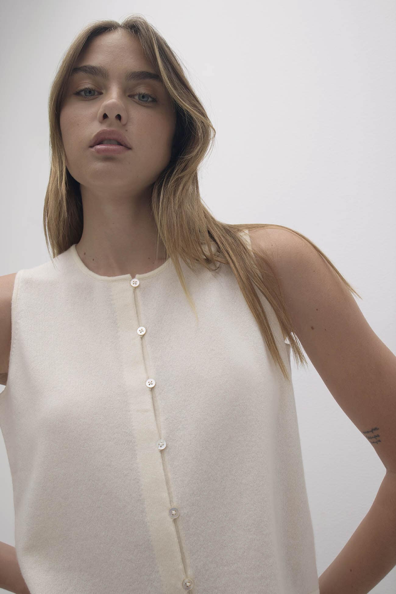 VERONICA CASHMERE BLEND BUTTON-UP VEST