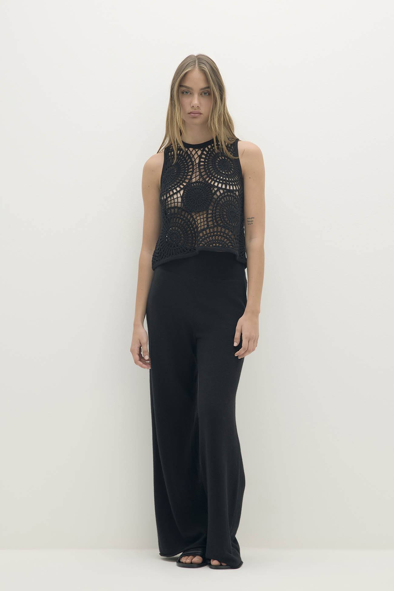 VIVIANA CROCHET CASHMERE BLEND TANK