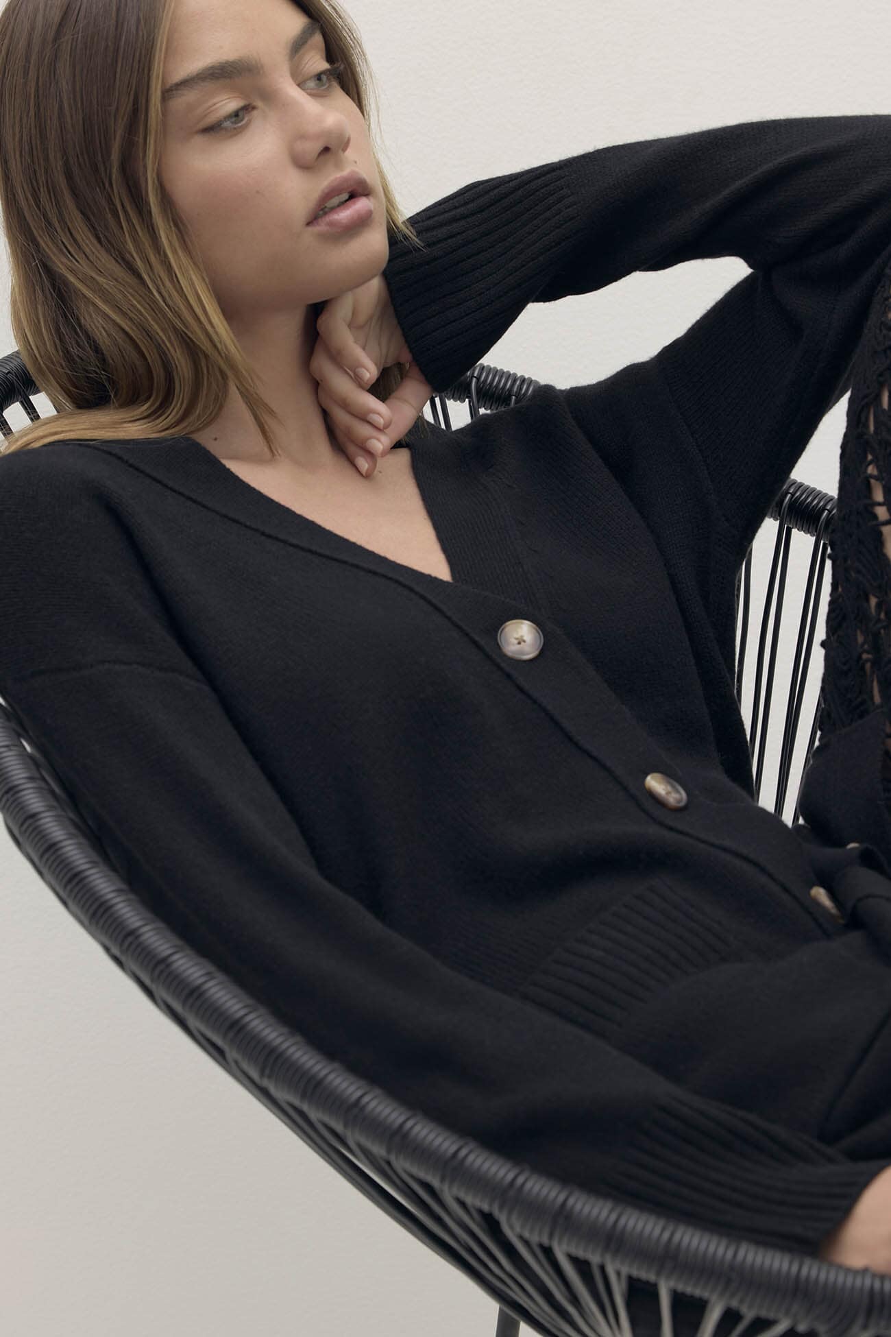 ADELINA BUTTON-UP CASHMERE CARDIGAN