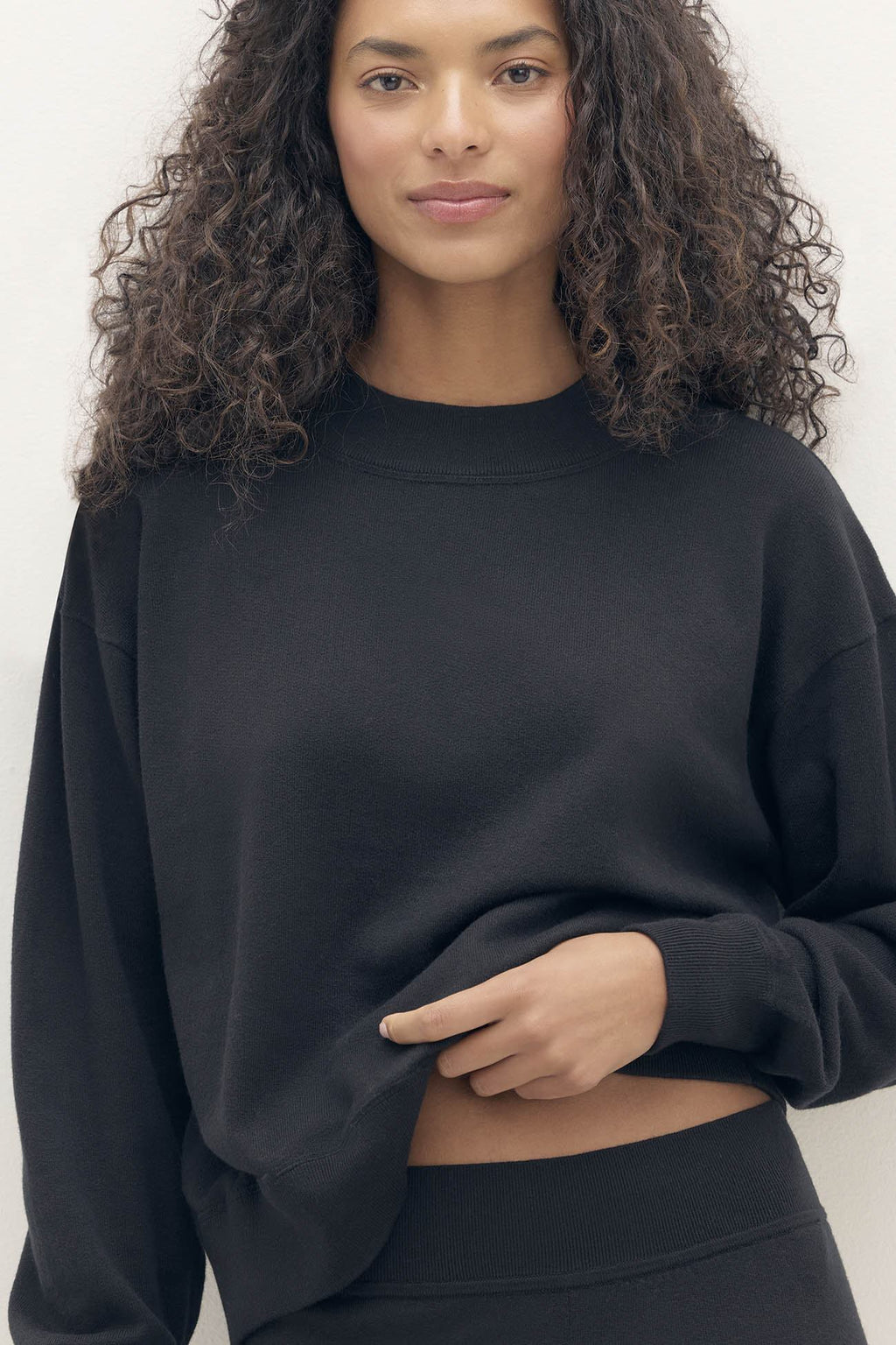 BIANKA COTTON CASHMERE CREWNECK PULLOVER