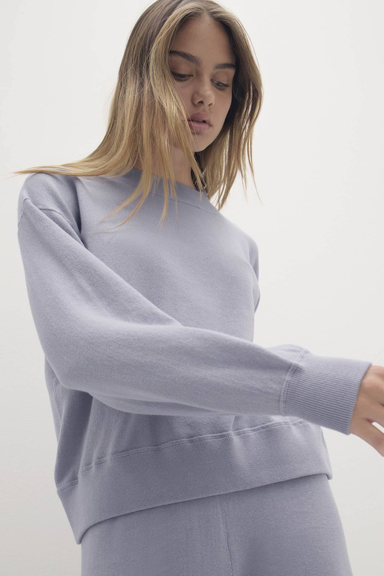 BIANKA COTTON CASHMERE CREWNECK PULLOVER