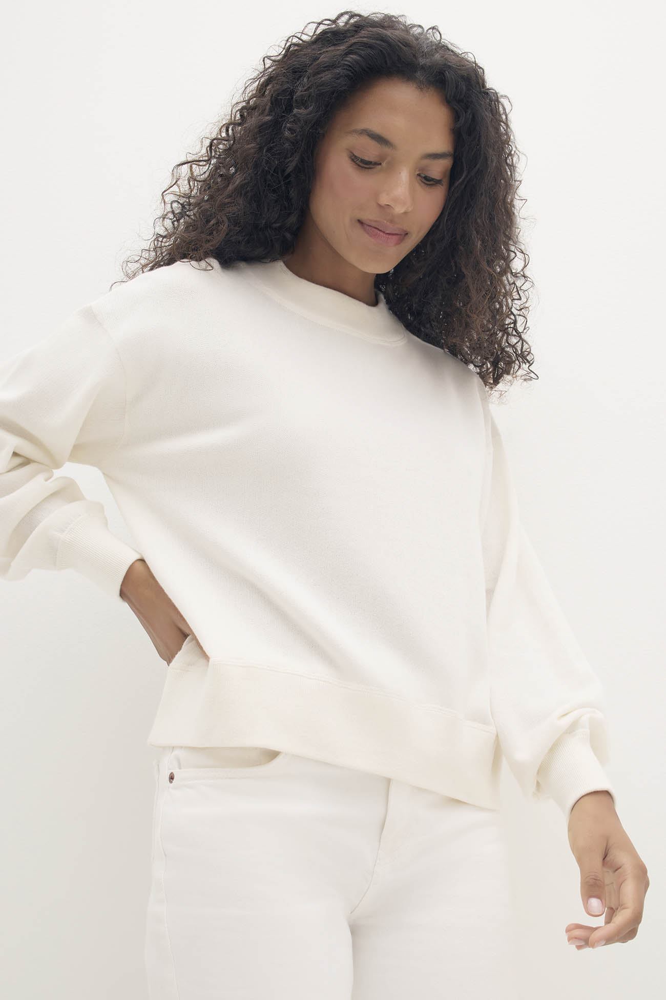 BIANKA COTTON CASHMERE CREWNECK PULLOVER