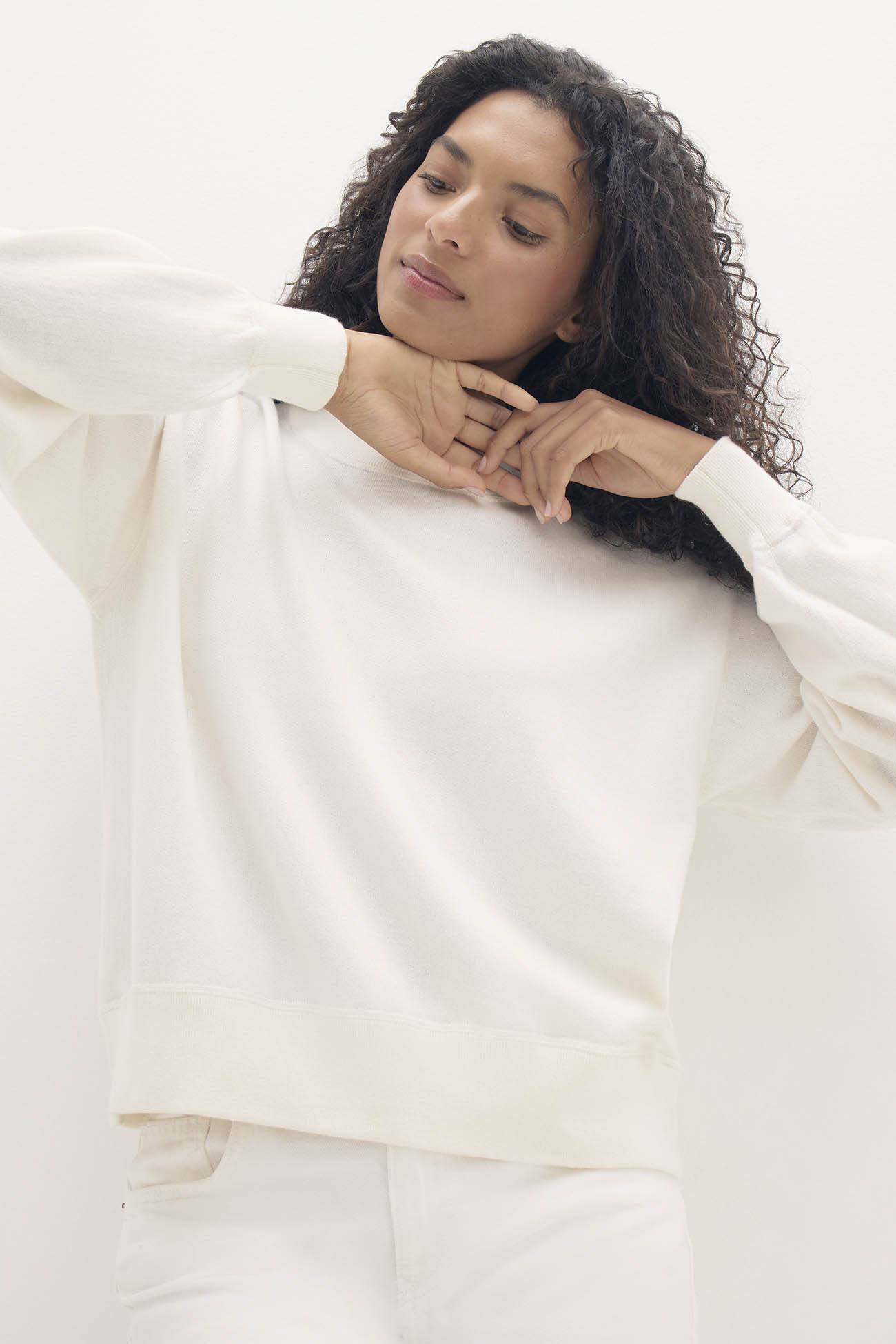 BIANKA COTTON CASHMERE CREWNECK PULLOVER