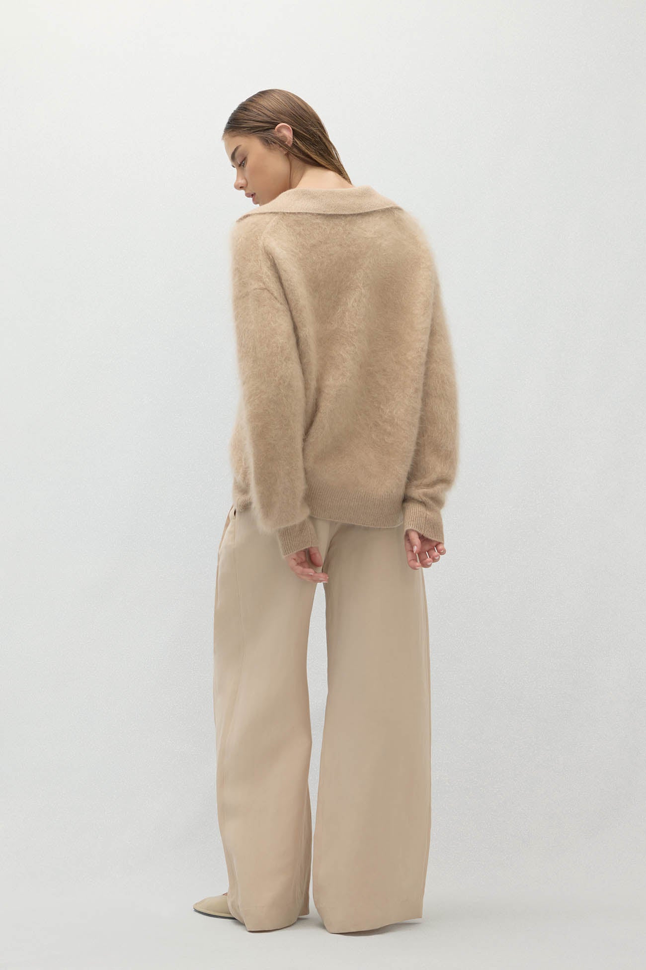 EVELINA BRUSHED CASHMERE POLO