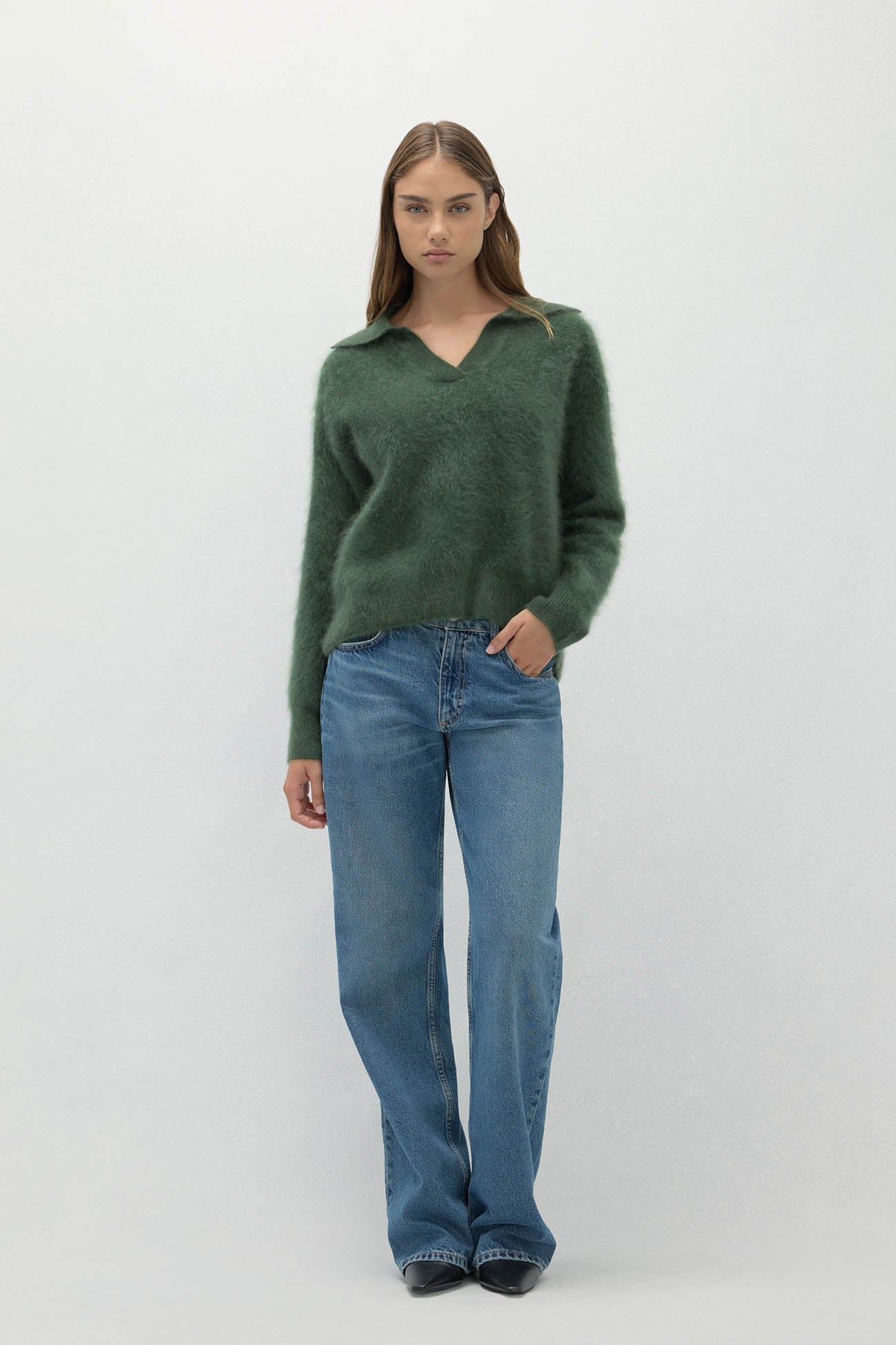 EVELINA BRUSHED CASHMERE POLO