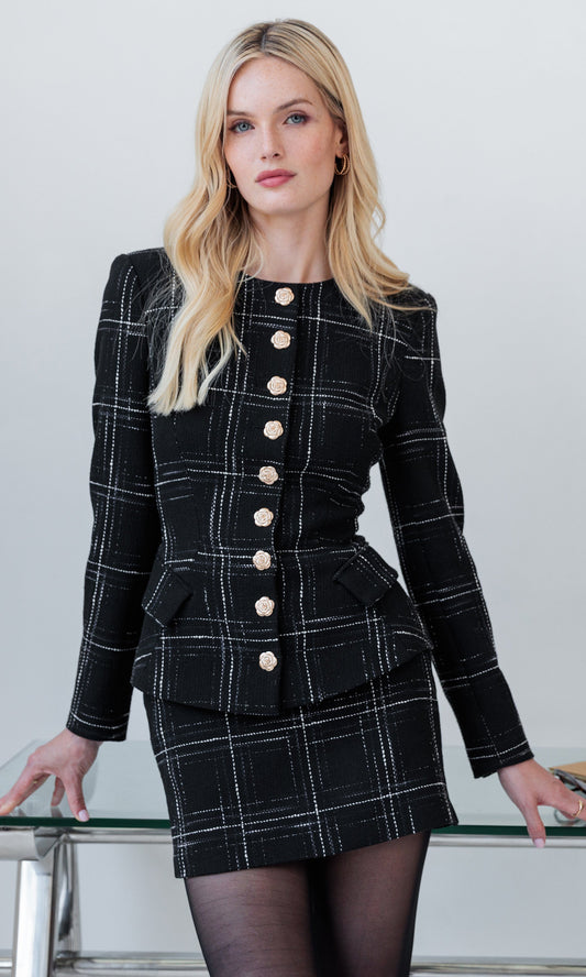 Ophelia Windowpane Tweed Jacket