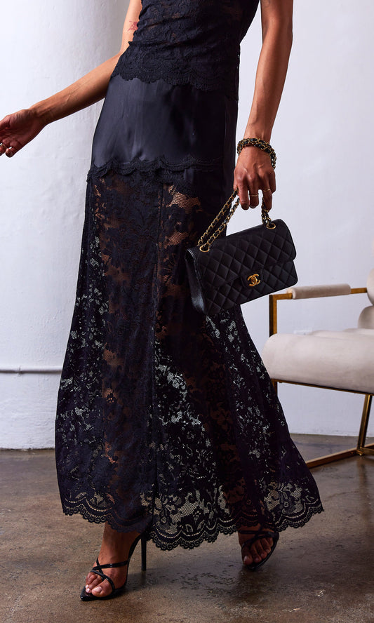 Perrine Lace Combo Satin Skirt
